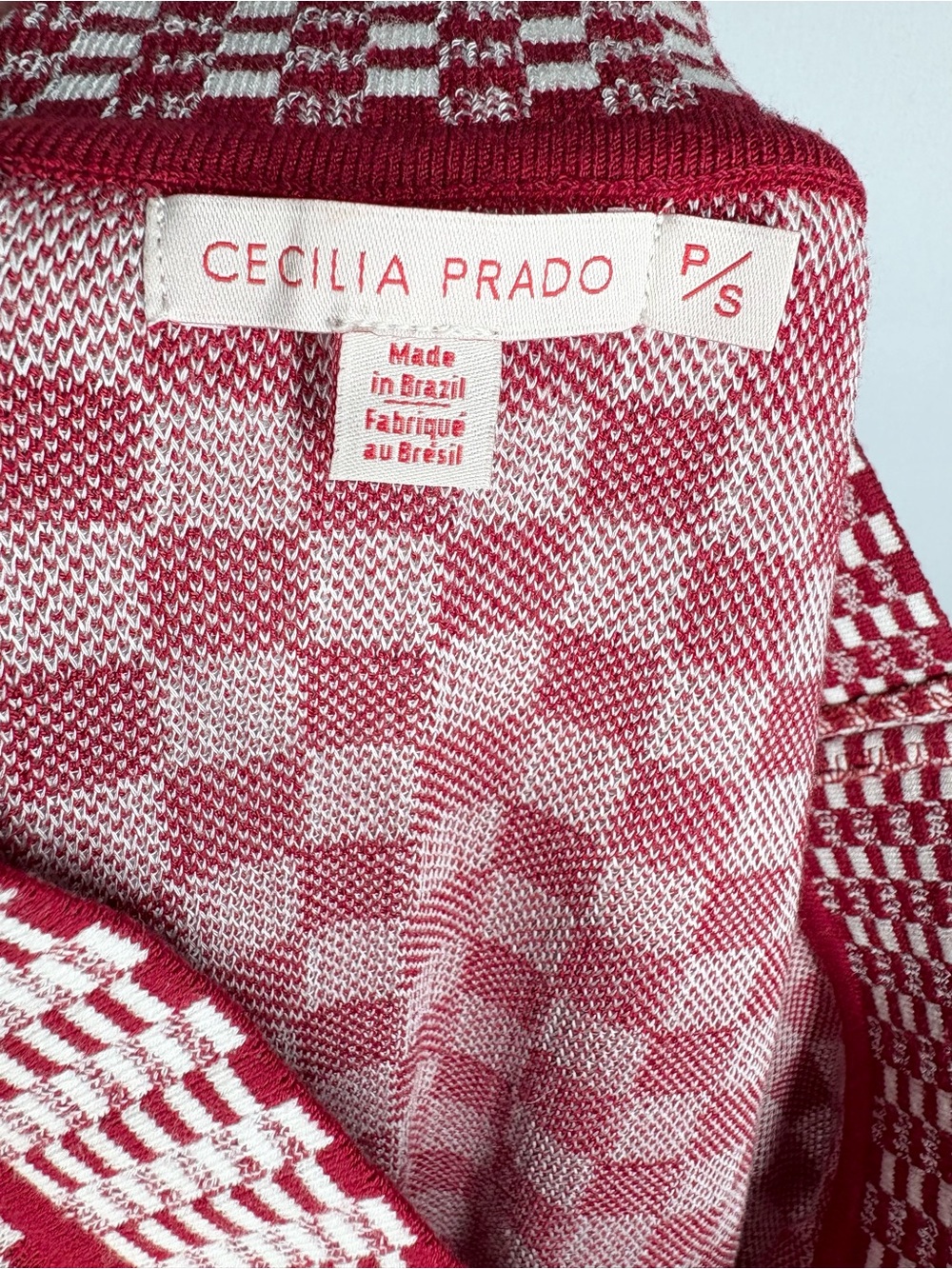 Like New Anthropologie CECILIA PRADO Red & White Checkered Knit Midi Skirt. S - Picture 6 of 7